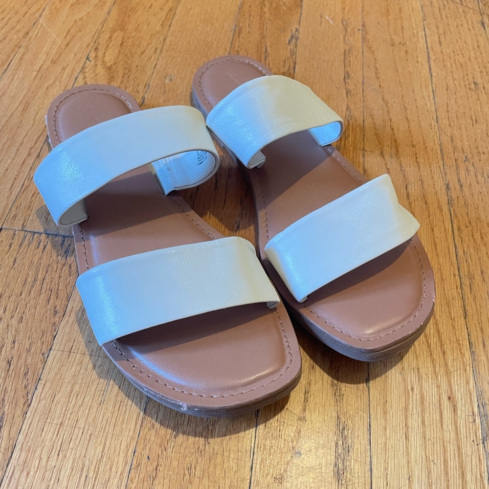 Women's White Double-Strap Slide Sandals